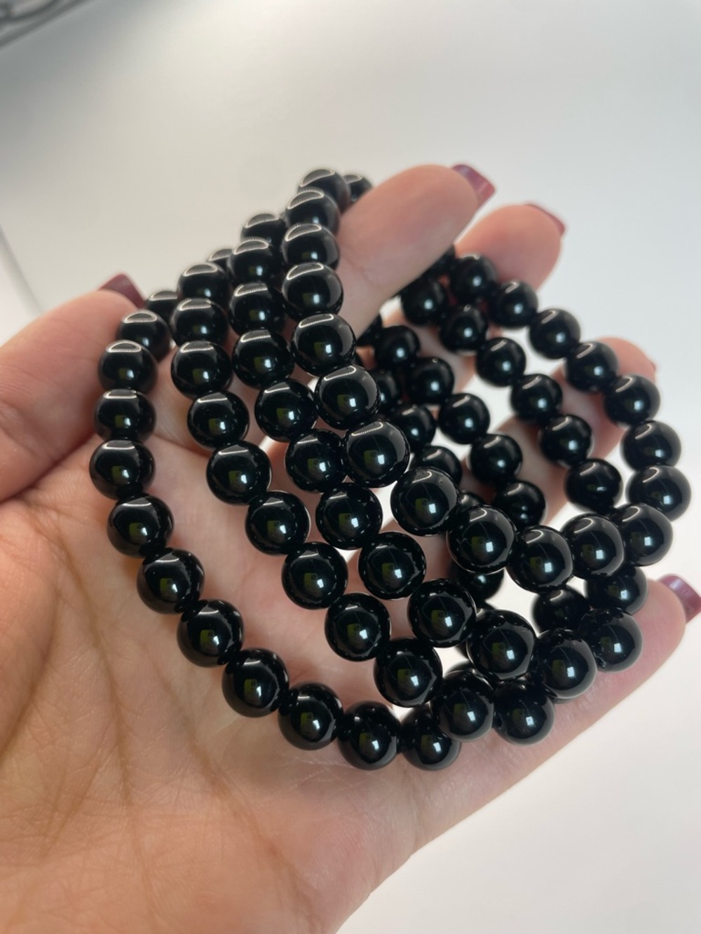 ONE Black Obsidian Beaded Stretch Bracelet - 8mm (0115)